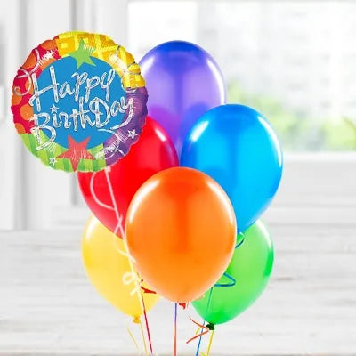 Happy birthday foil with mix color normal balloons