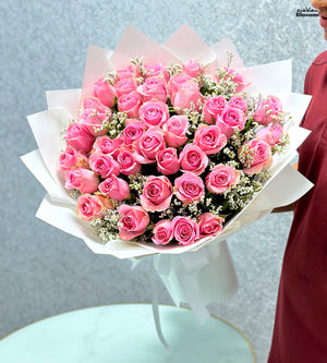 Warm Pink Roses Bouquet