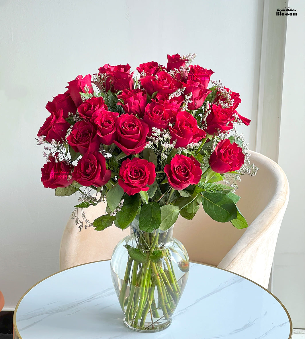 Red roses in Matka Vase