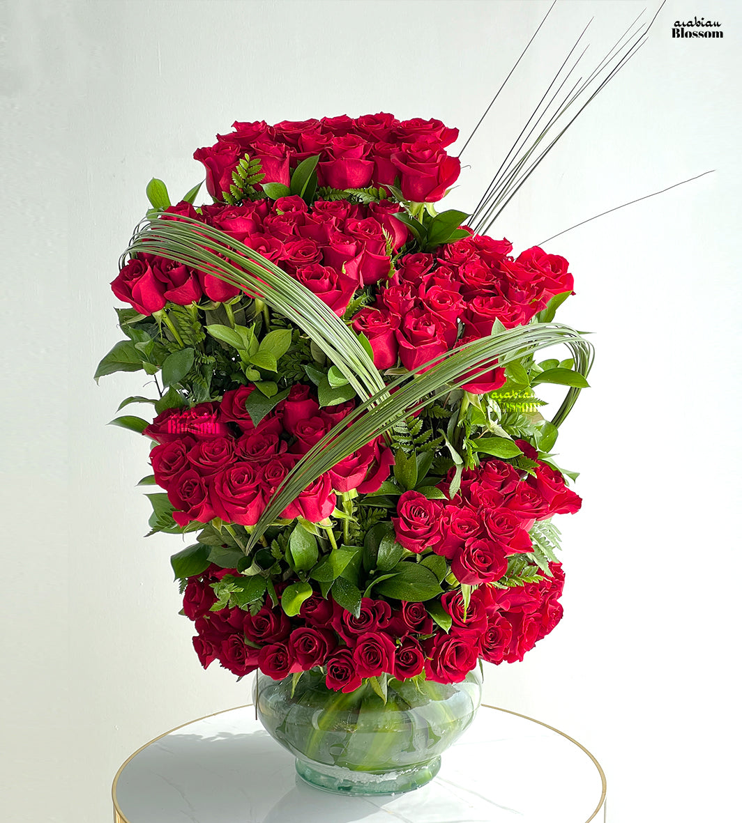 90 Roses Red Roses Arrangement 100 stems Premium Flowers Arrangement Arabian Bl