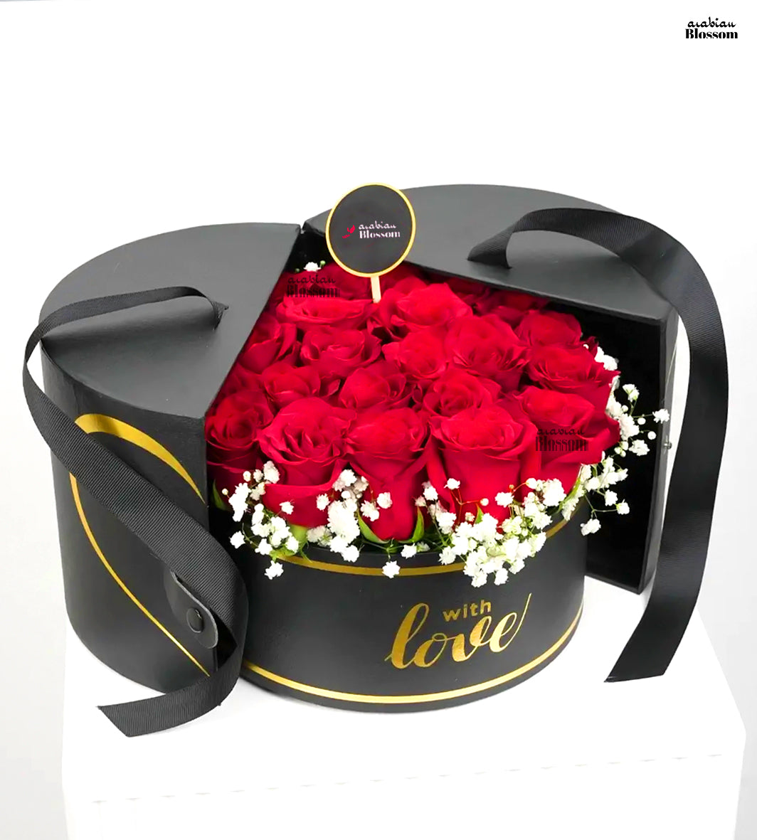 Romantic roses in a special Black Box