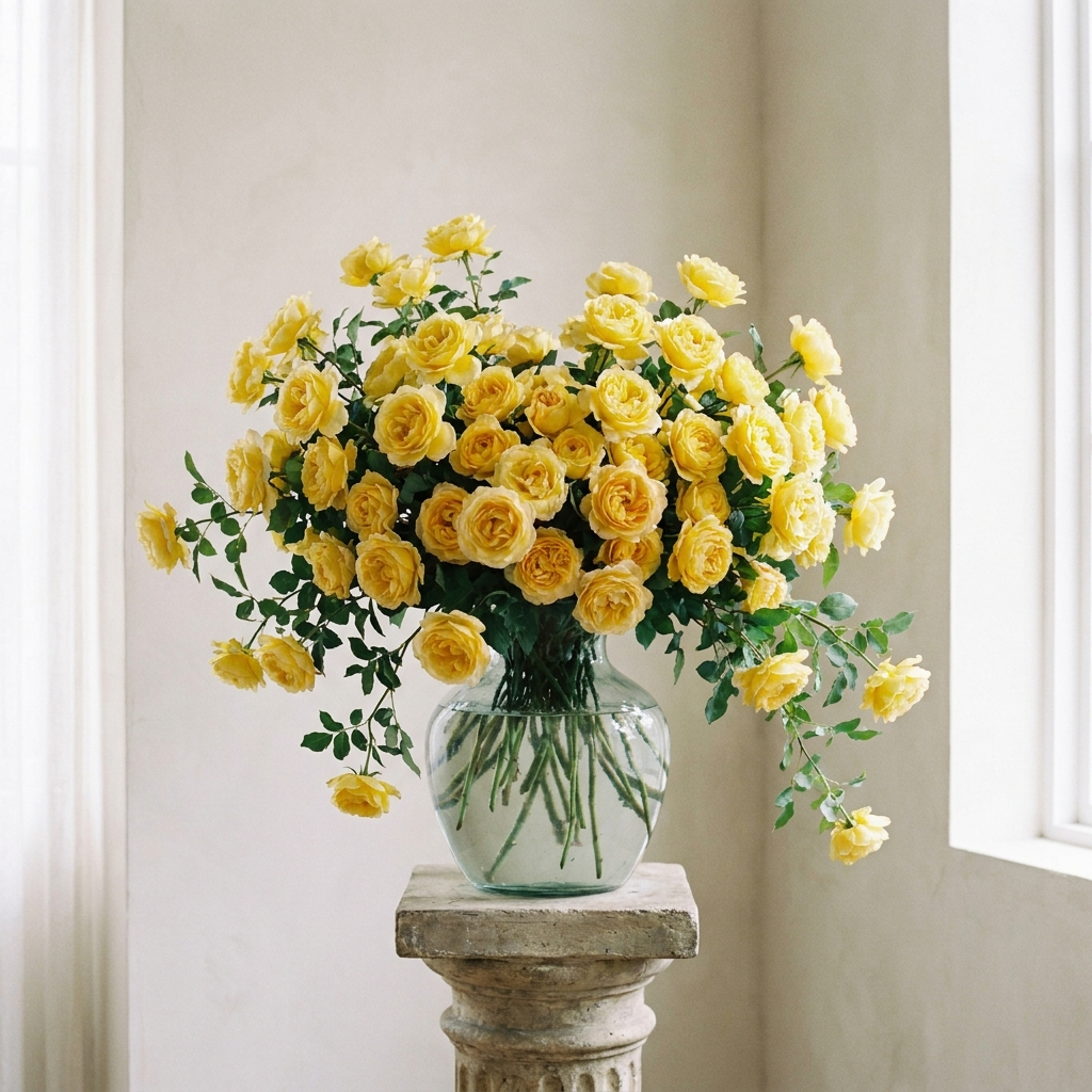 100 Yellow Roses - luxury editorial styling