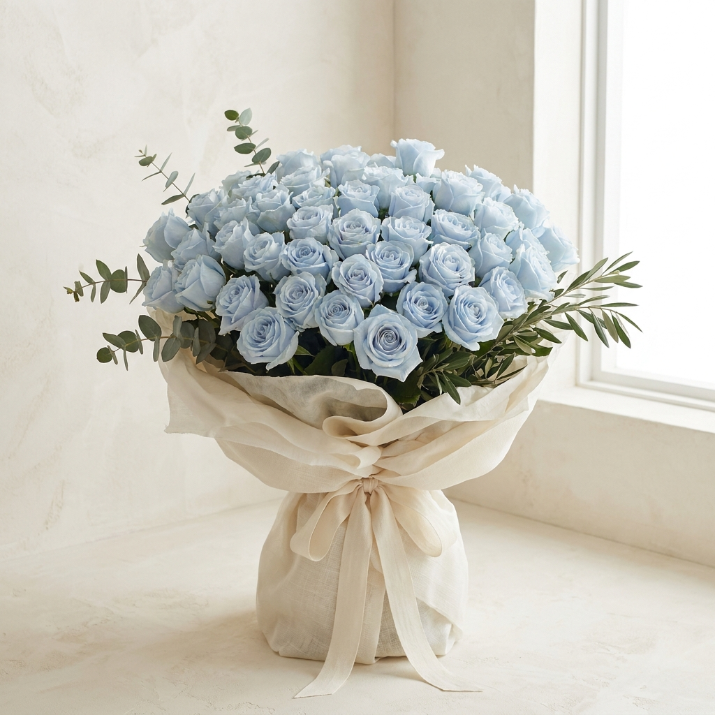 100 Blue Roses - luxury editorial styling
