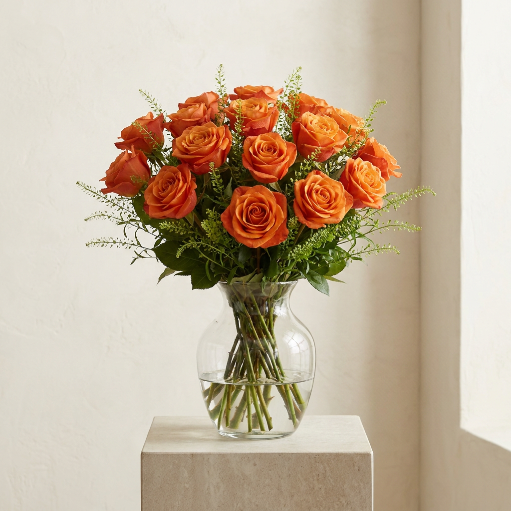 20 Orange Roses - luxury editorial styling