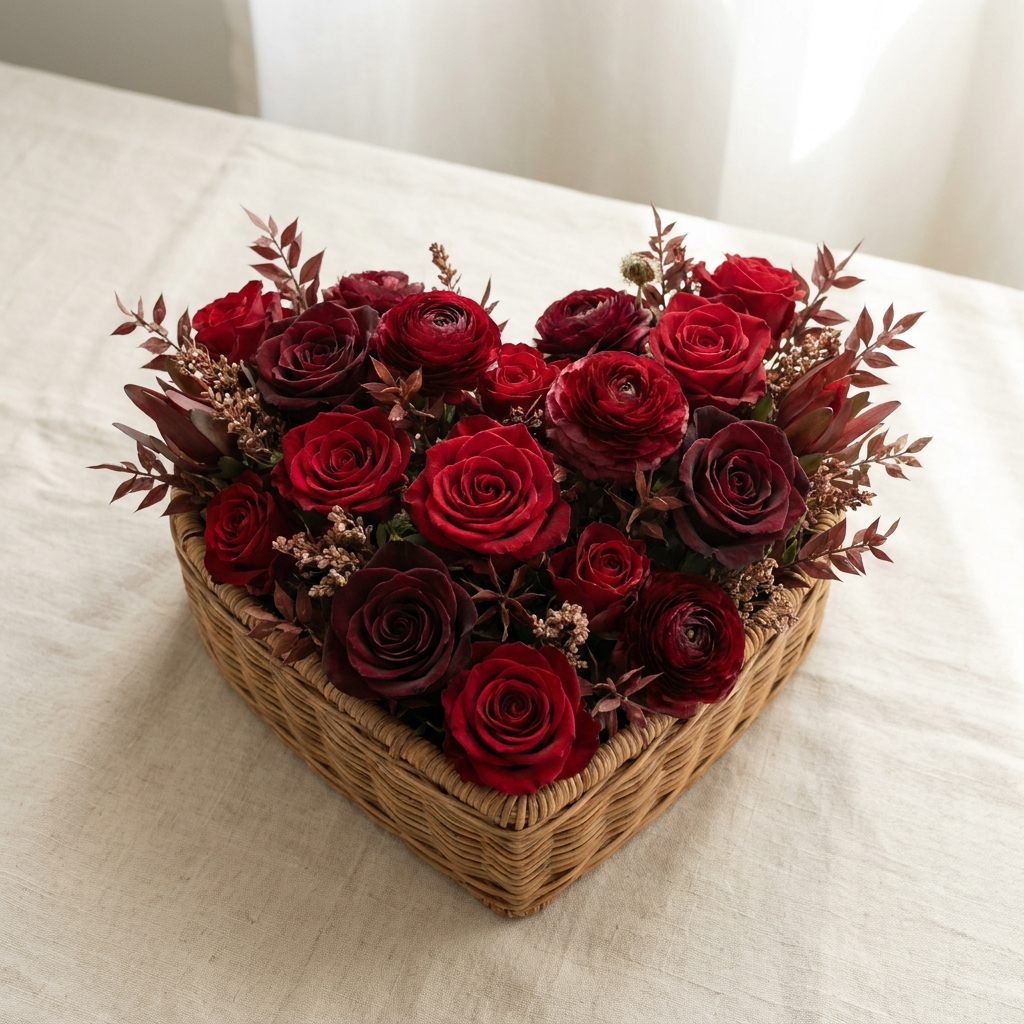 Red Heart in Basket