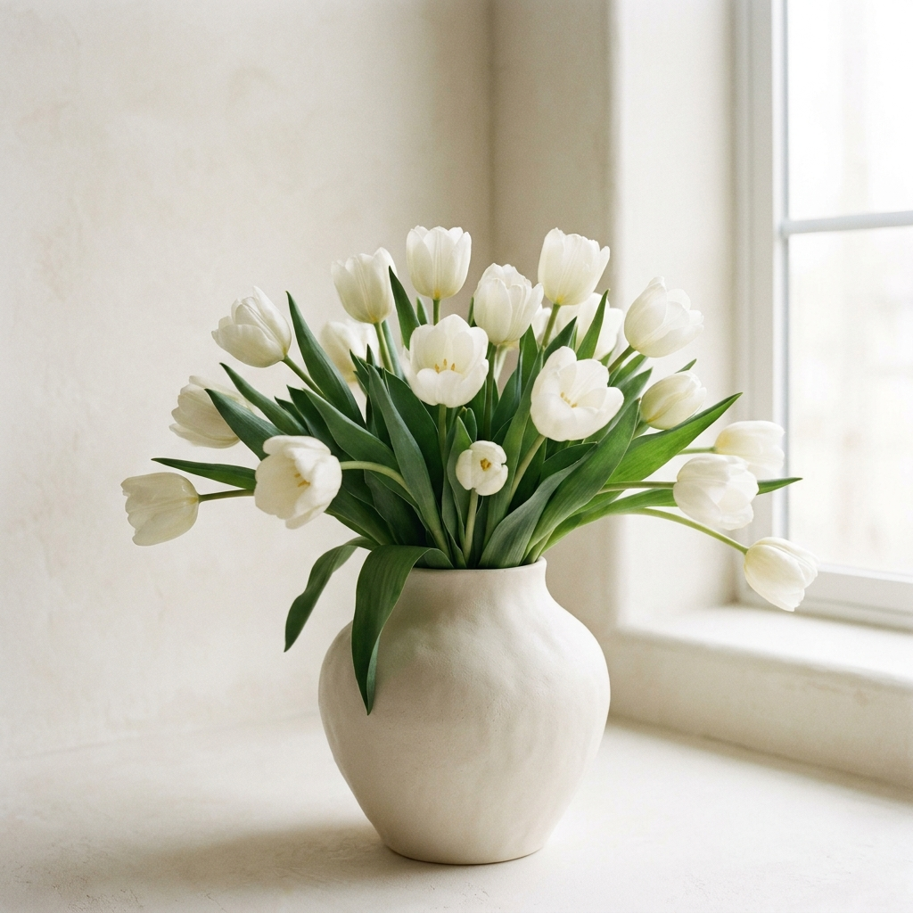 White Tulips In A Vase