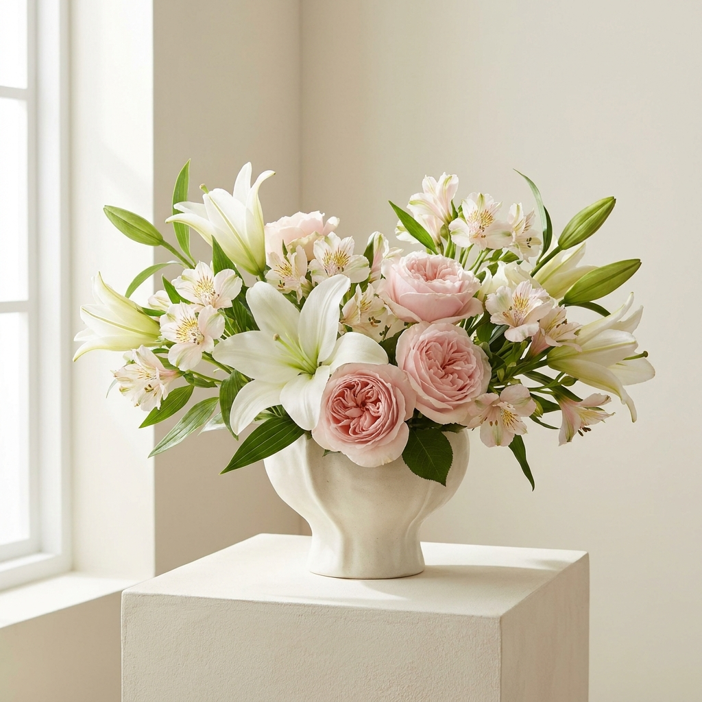 Graceful Lilies Alstroemeria Roses In a Vase