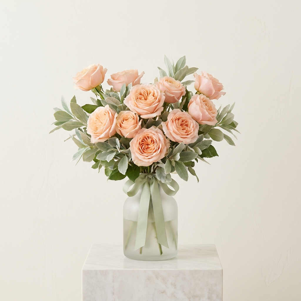 Peach Pink Roses Bouquet