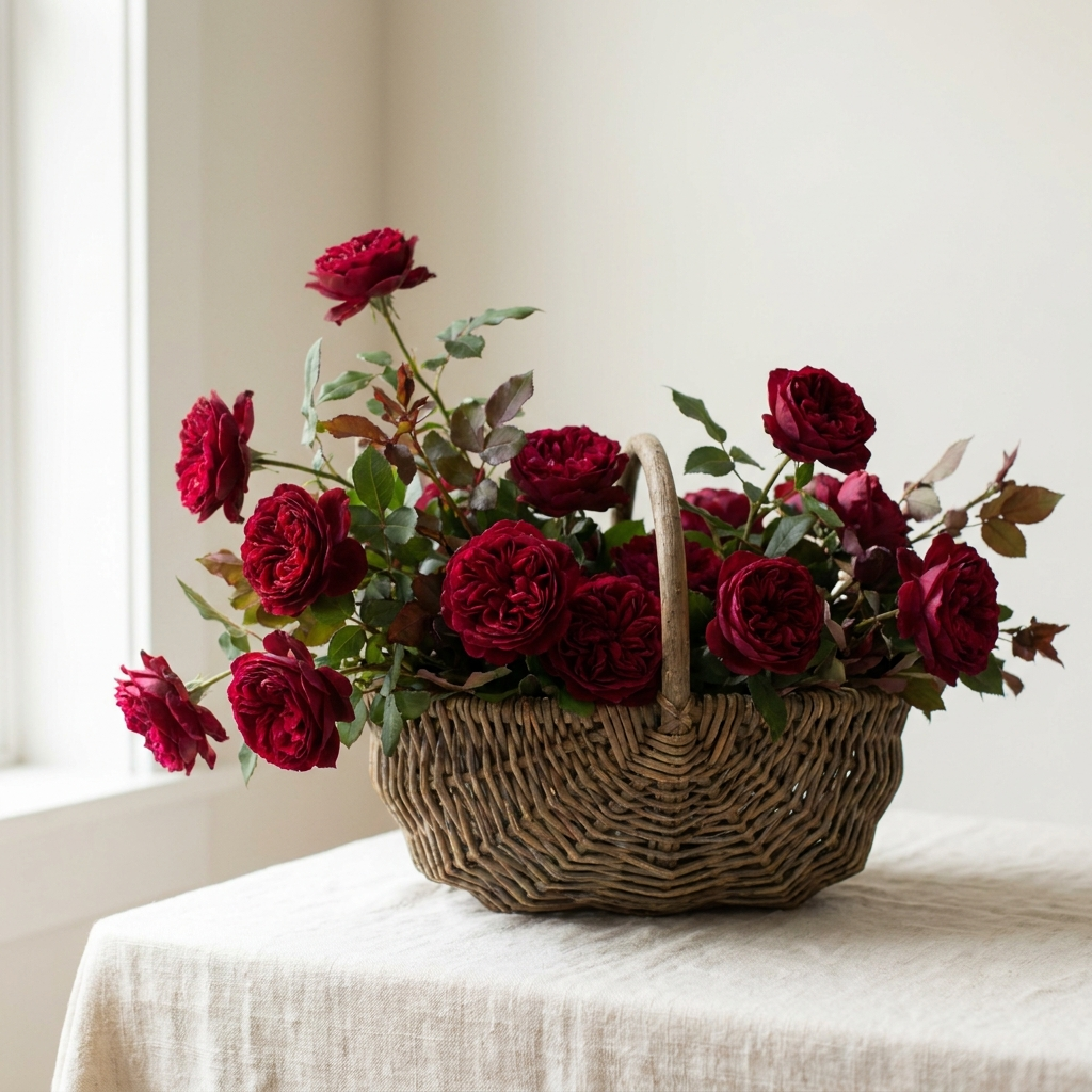 Red Roses in a Basket