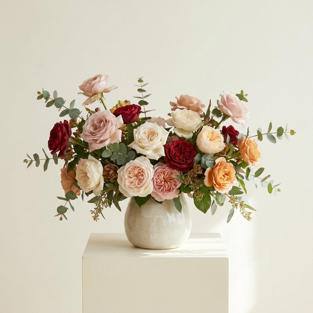 Mix Roses In a Vase