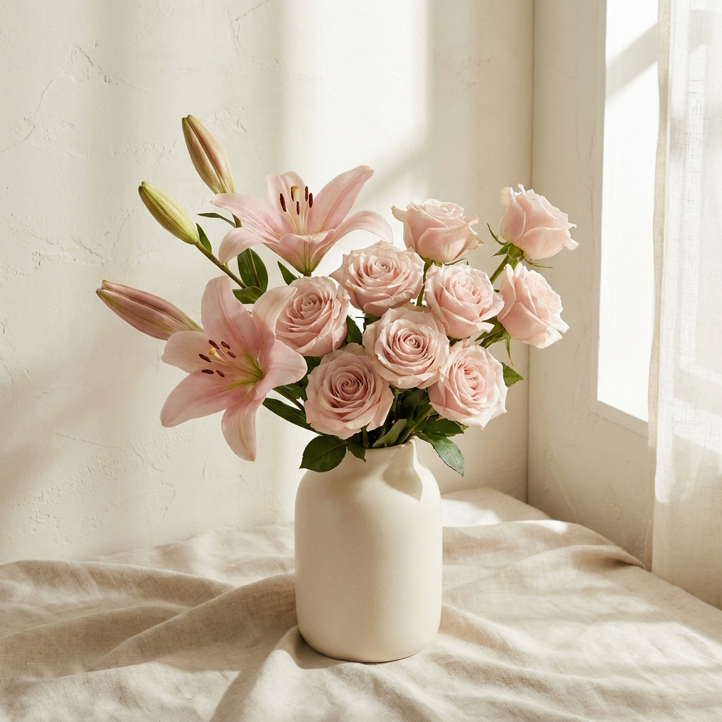 Pink Lily and Roses Bouquet