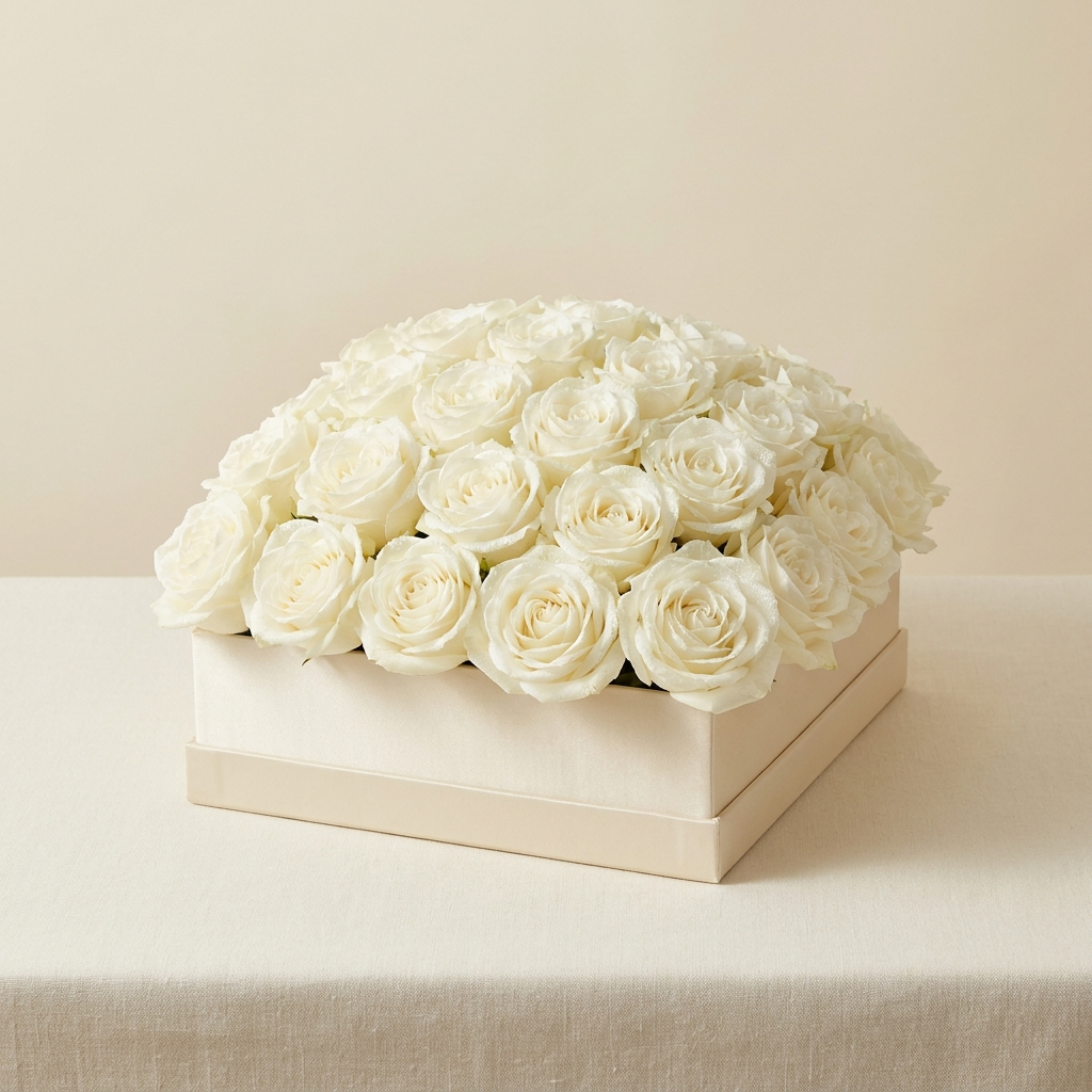White Roses In Box