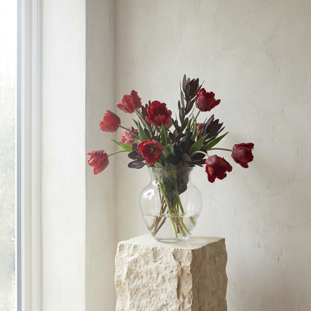 Red Tulips in a Vase