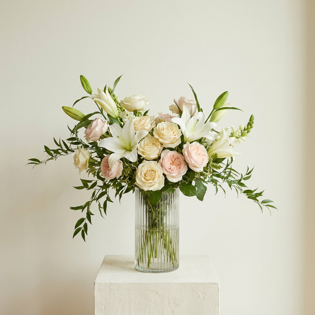 White Lilies and Pink Roses