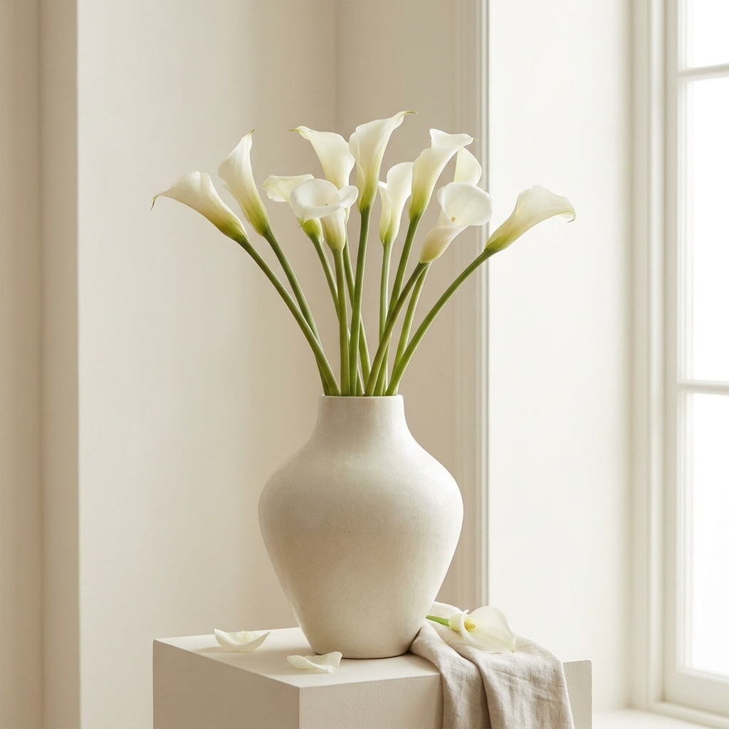 White Calla Lilies in a Vase