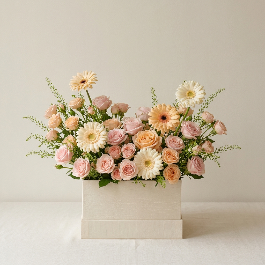 Spray Roses and Gerbera In a Box