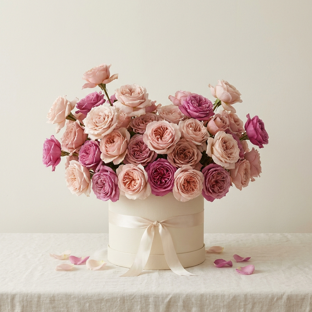 50 Pink Roses In a Box