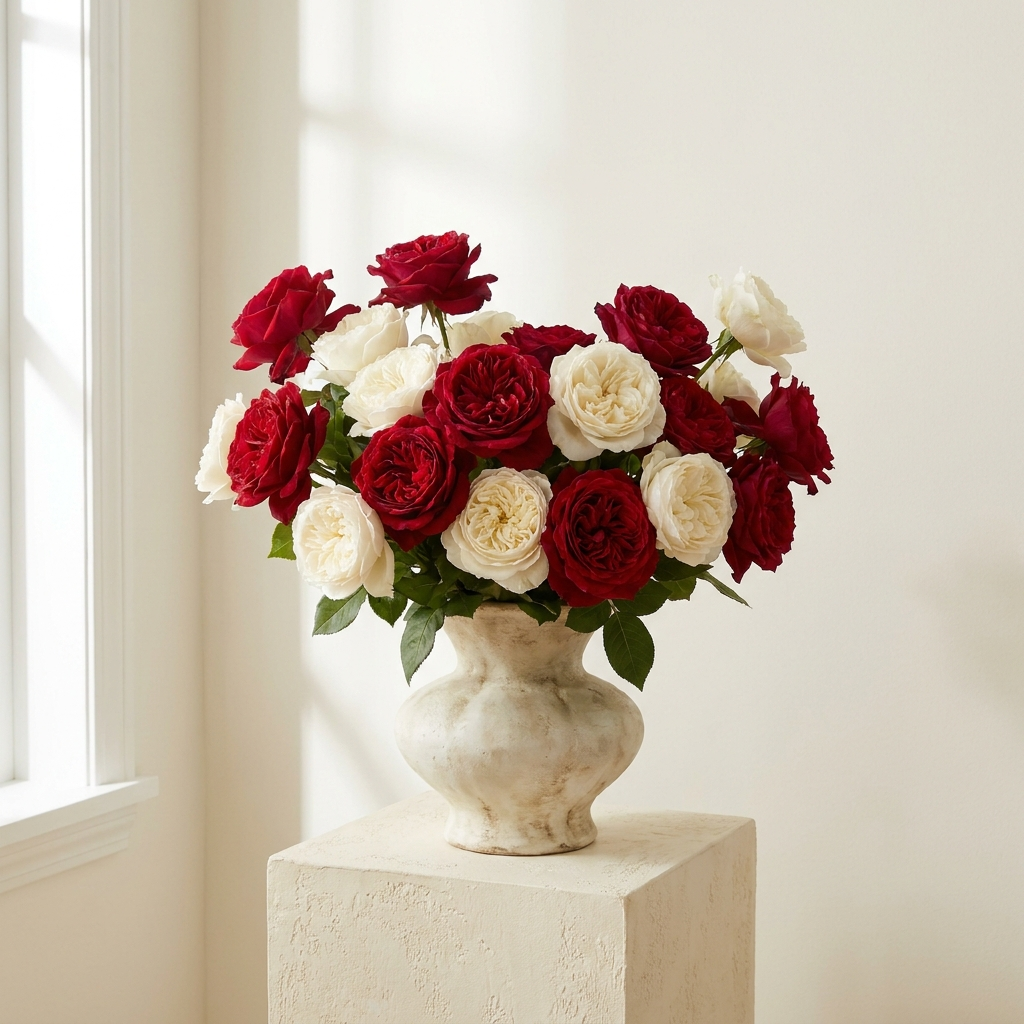 White and Red Roses Mix