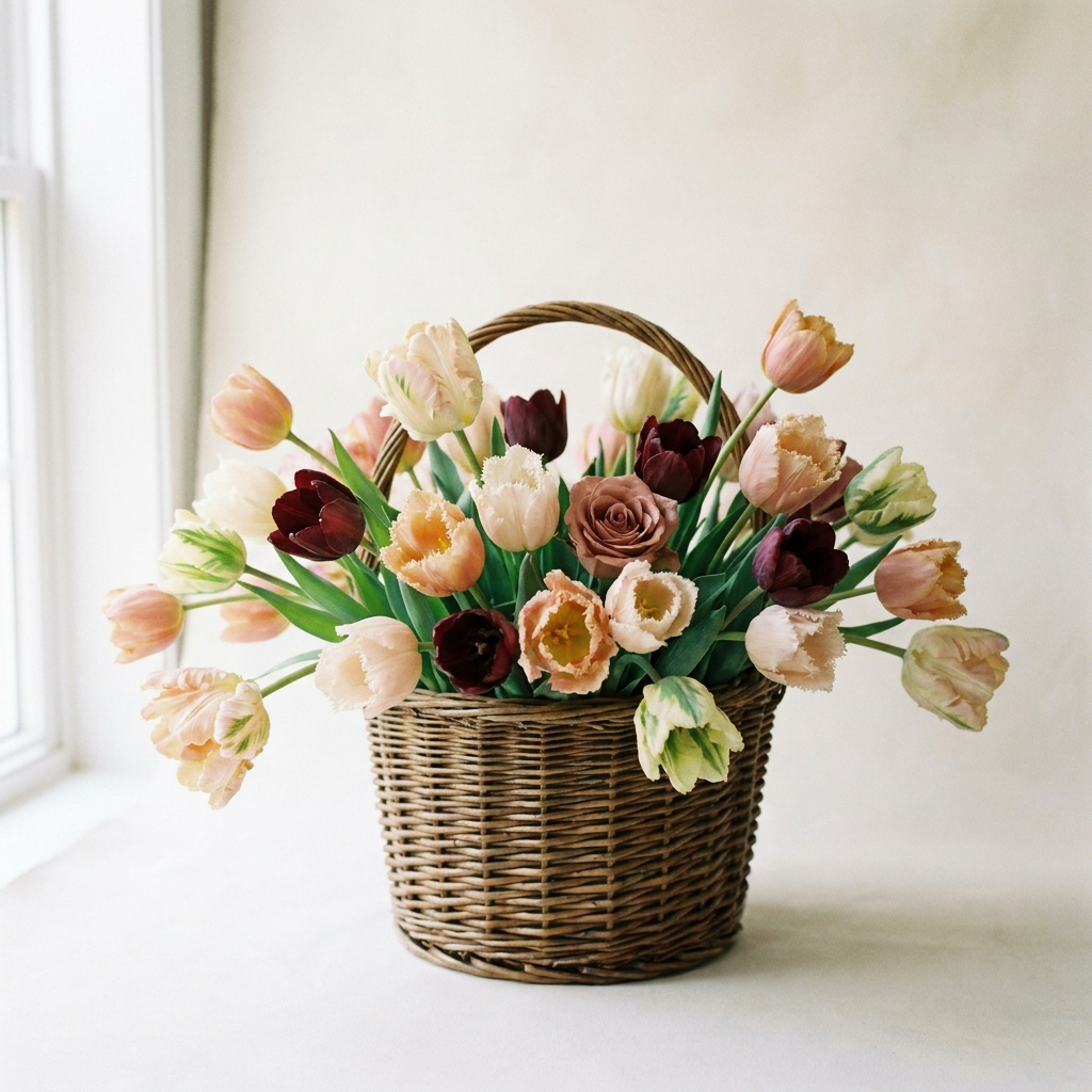 30 Mix Tulips Basket