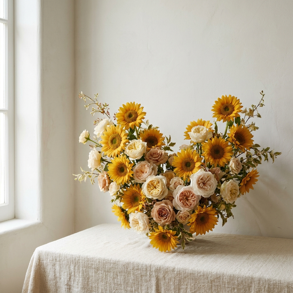 Heart of Sunflower and Roses