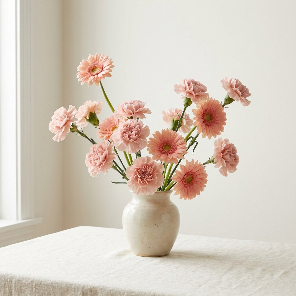 Pink Carnation and Gerbera