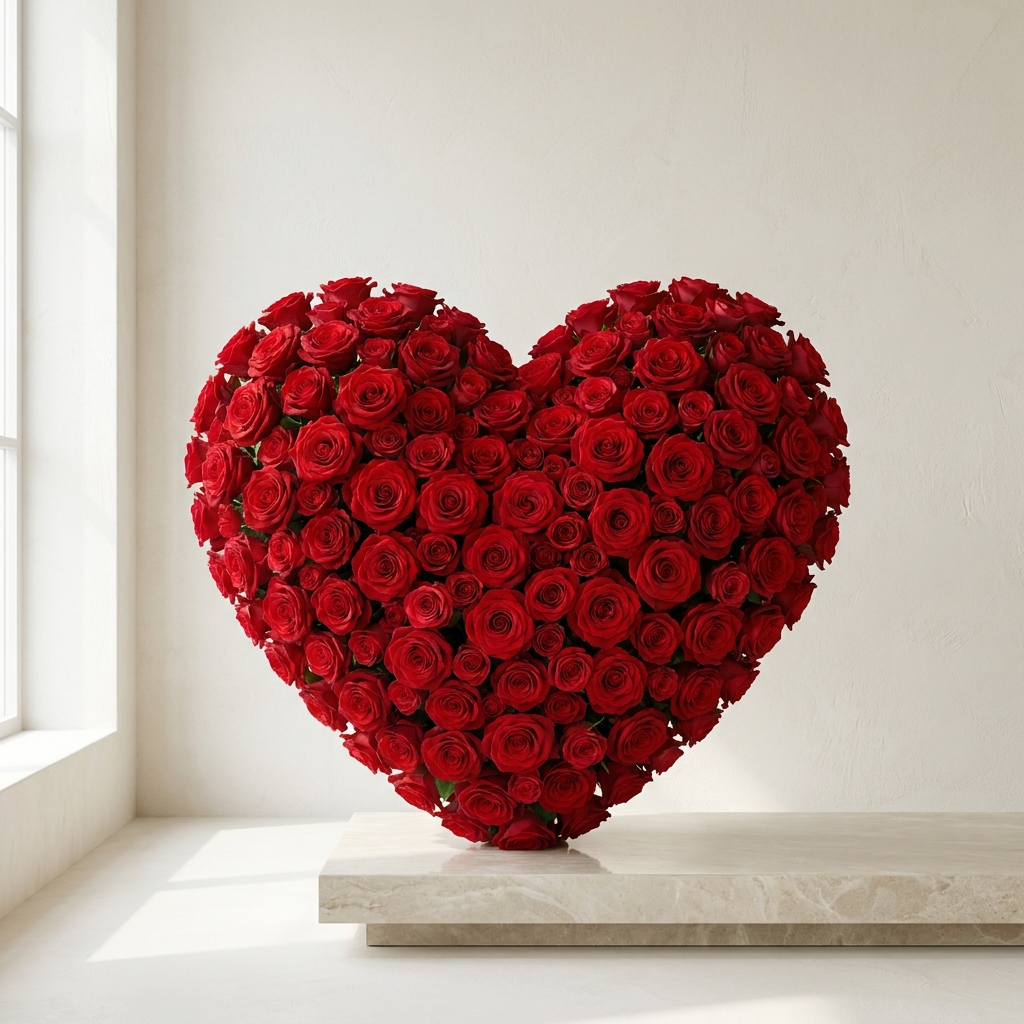 500 Red Roses In a Heart