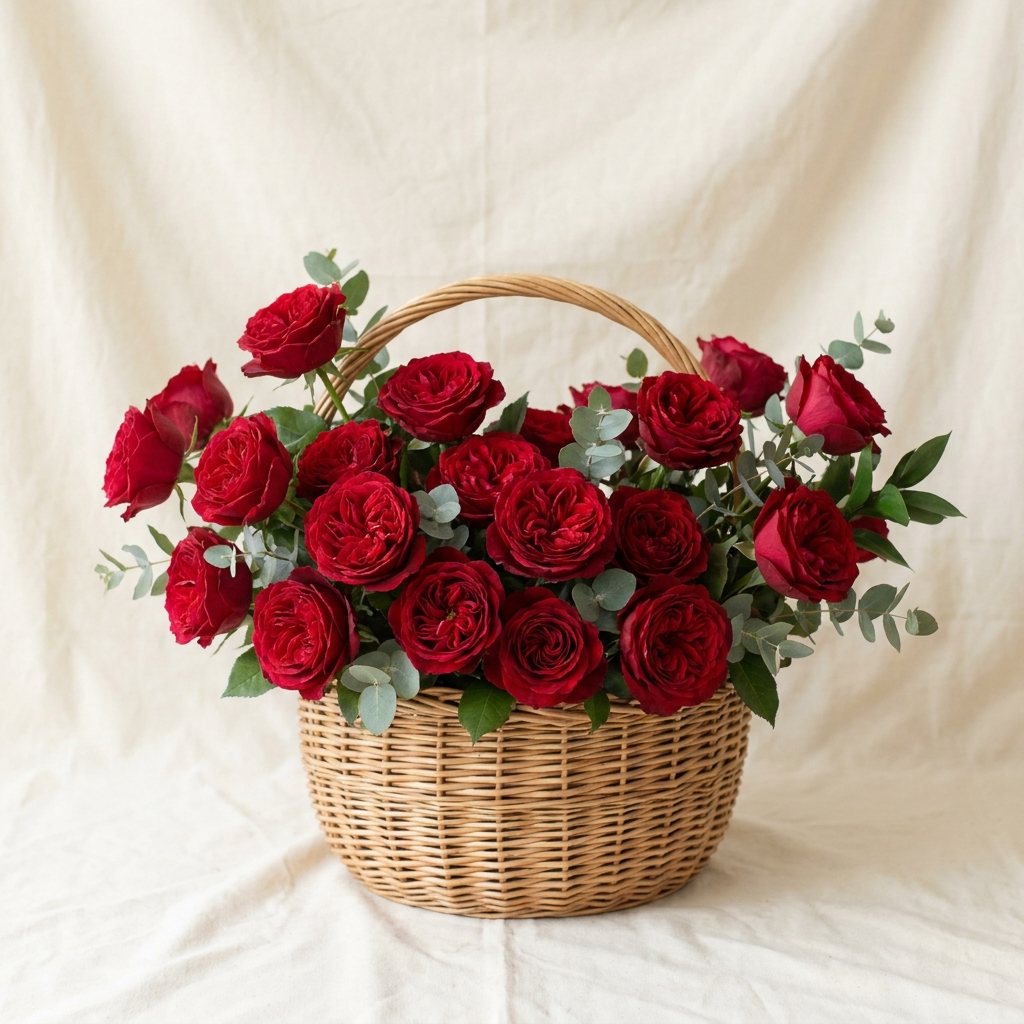 Basket of 20 Red Roses