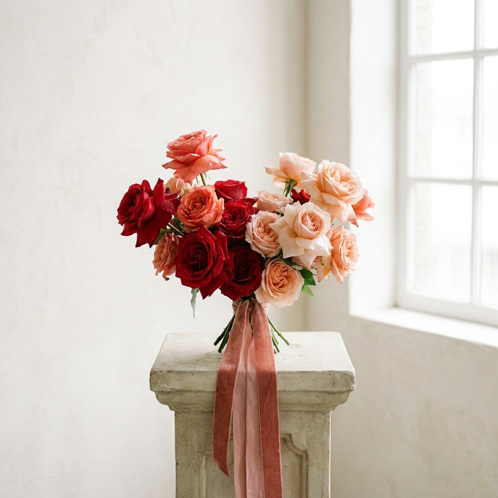 Red and Peach Mix Roses