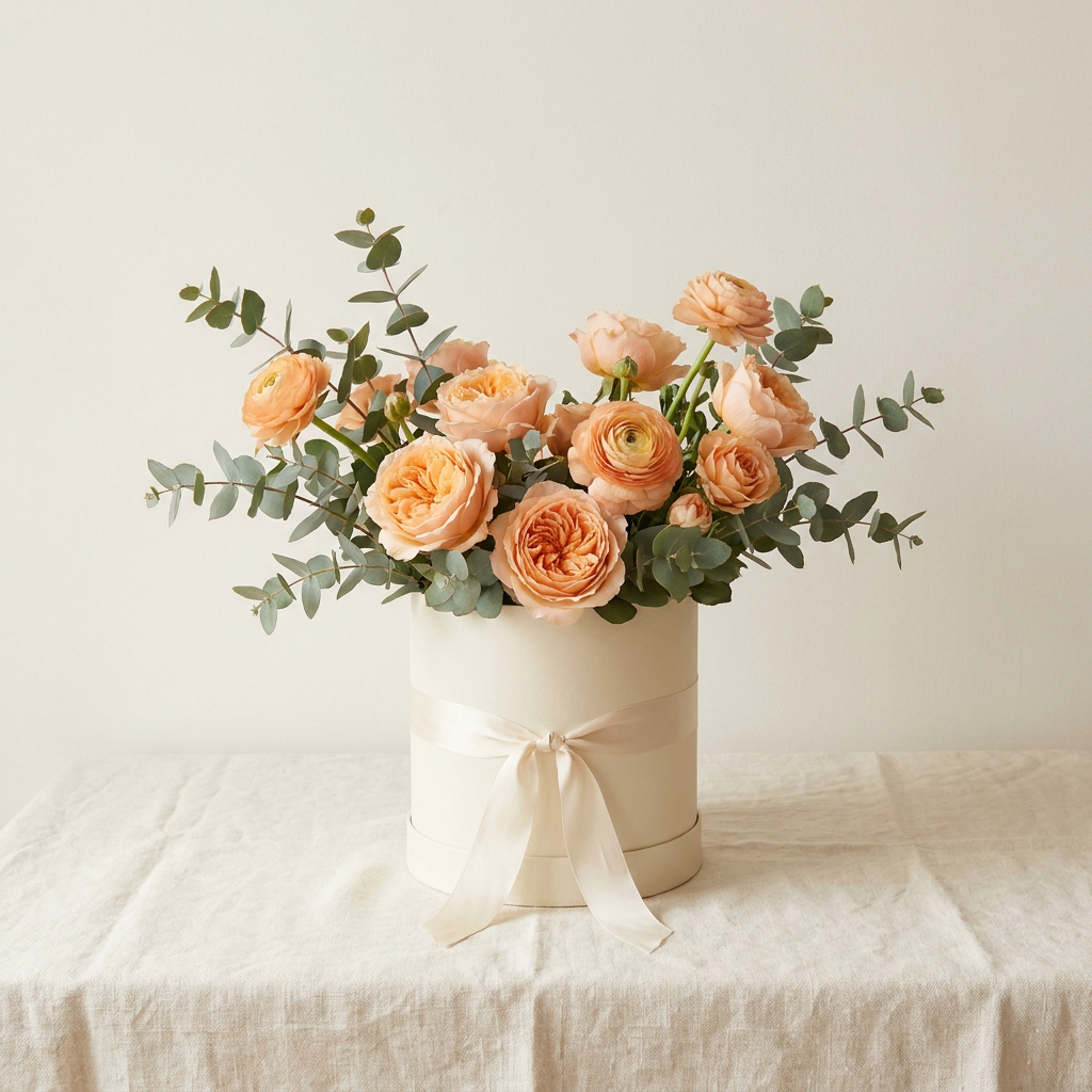 Peach Roses in a Box