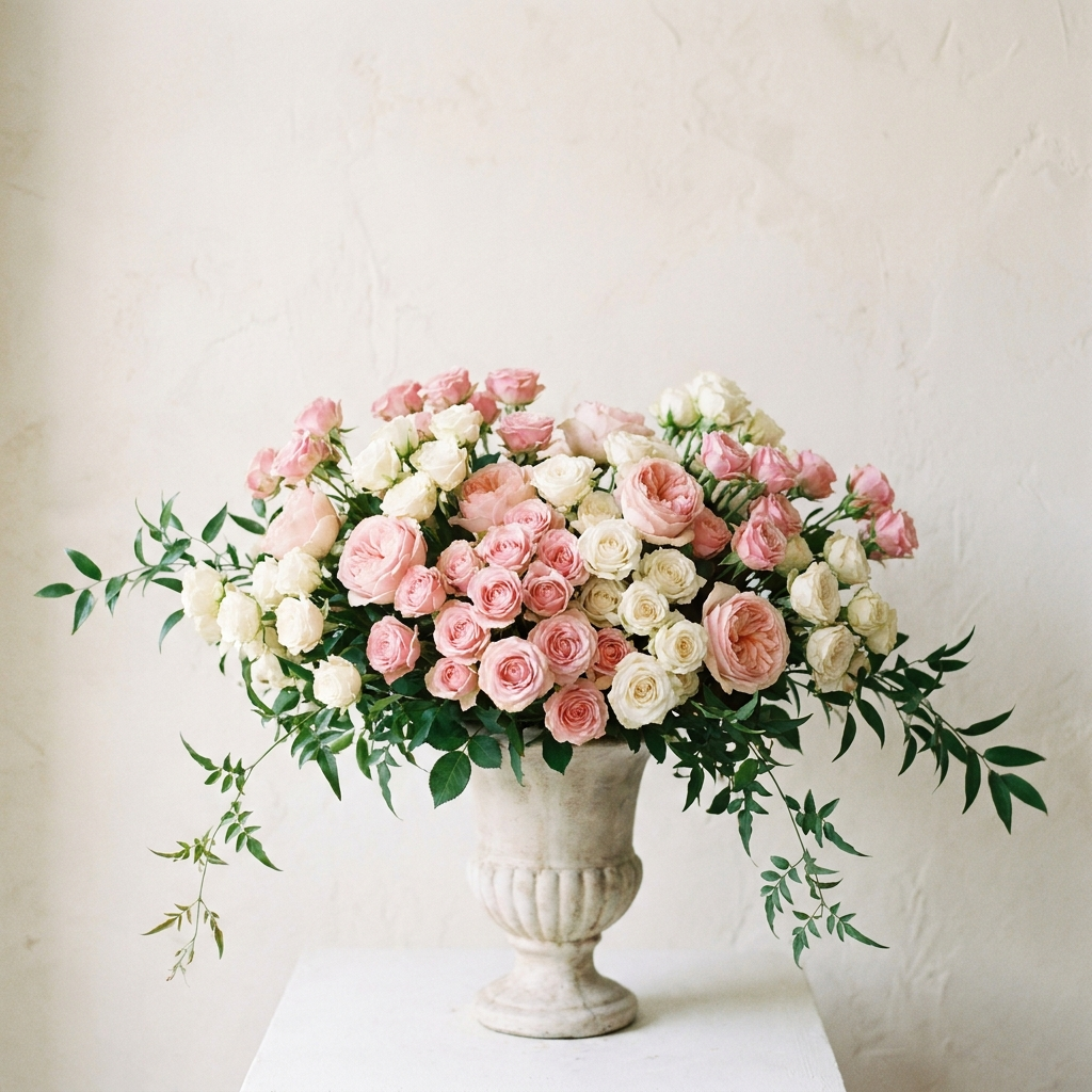 50 Pink and White Spray Roses