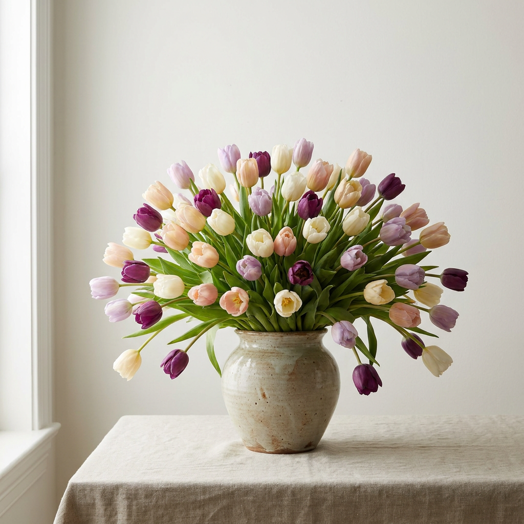 100 Mix Colour Tulips Bouquet