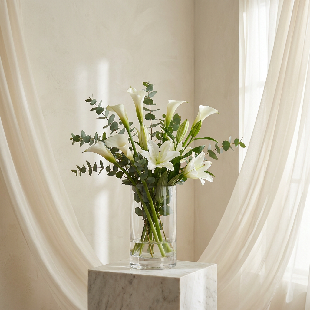 White Lilies In a Vase