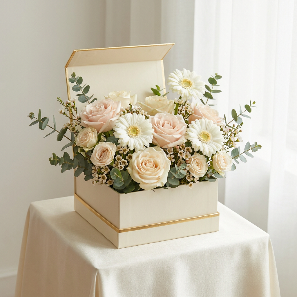 Roses and Gerberas in a Box