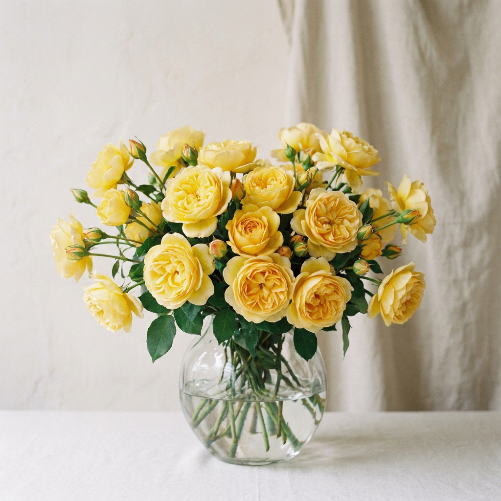 50 Yellow Roses in a Vase