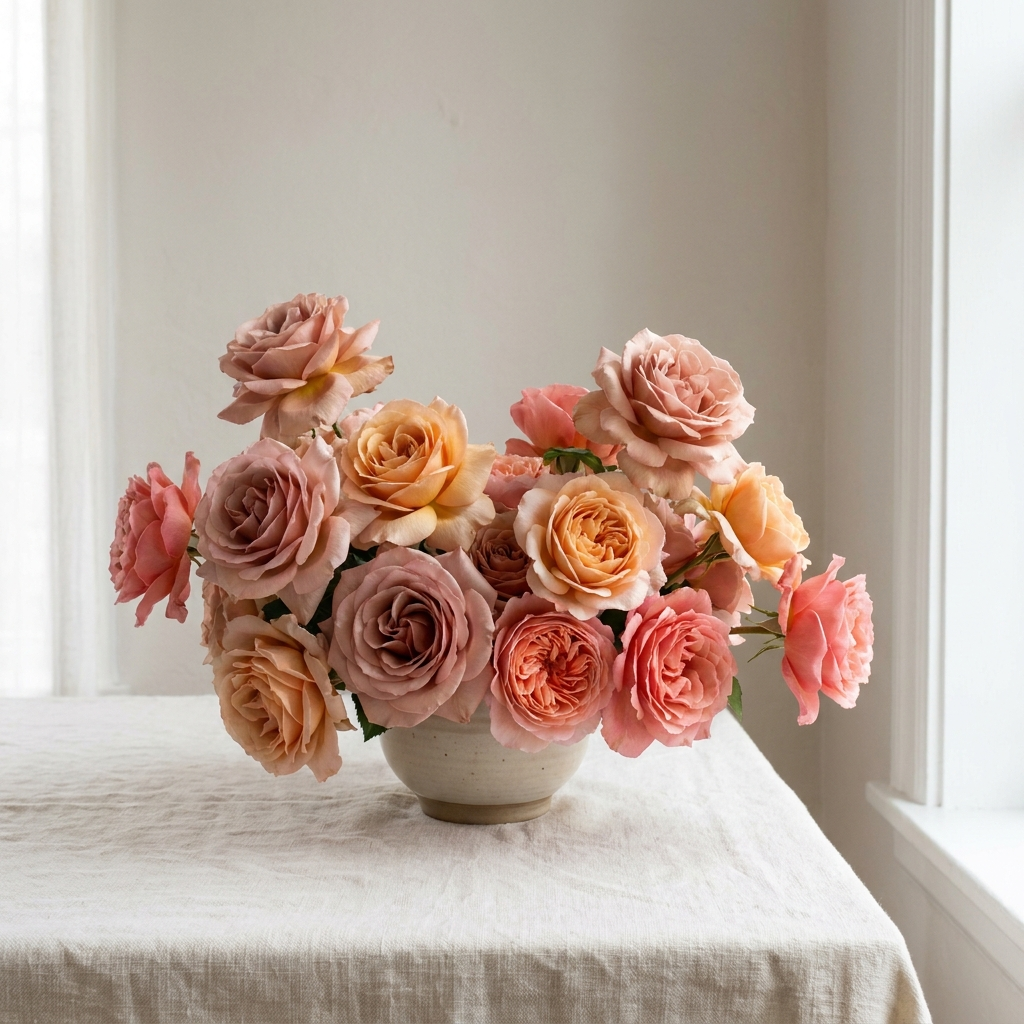 Warm Pink Roses Bouquet