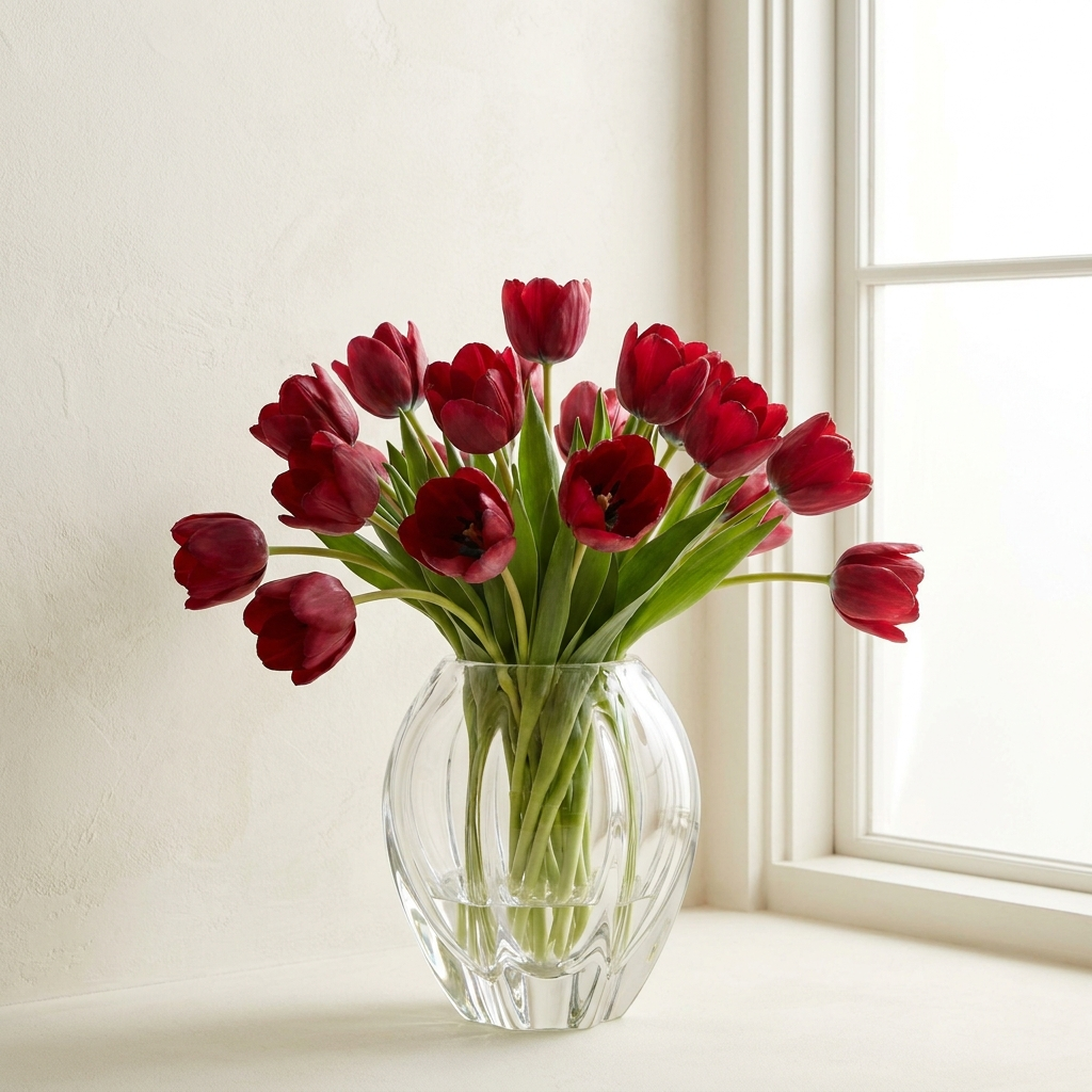 Elegant Red Tulip Vase Arrangement