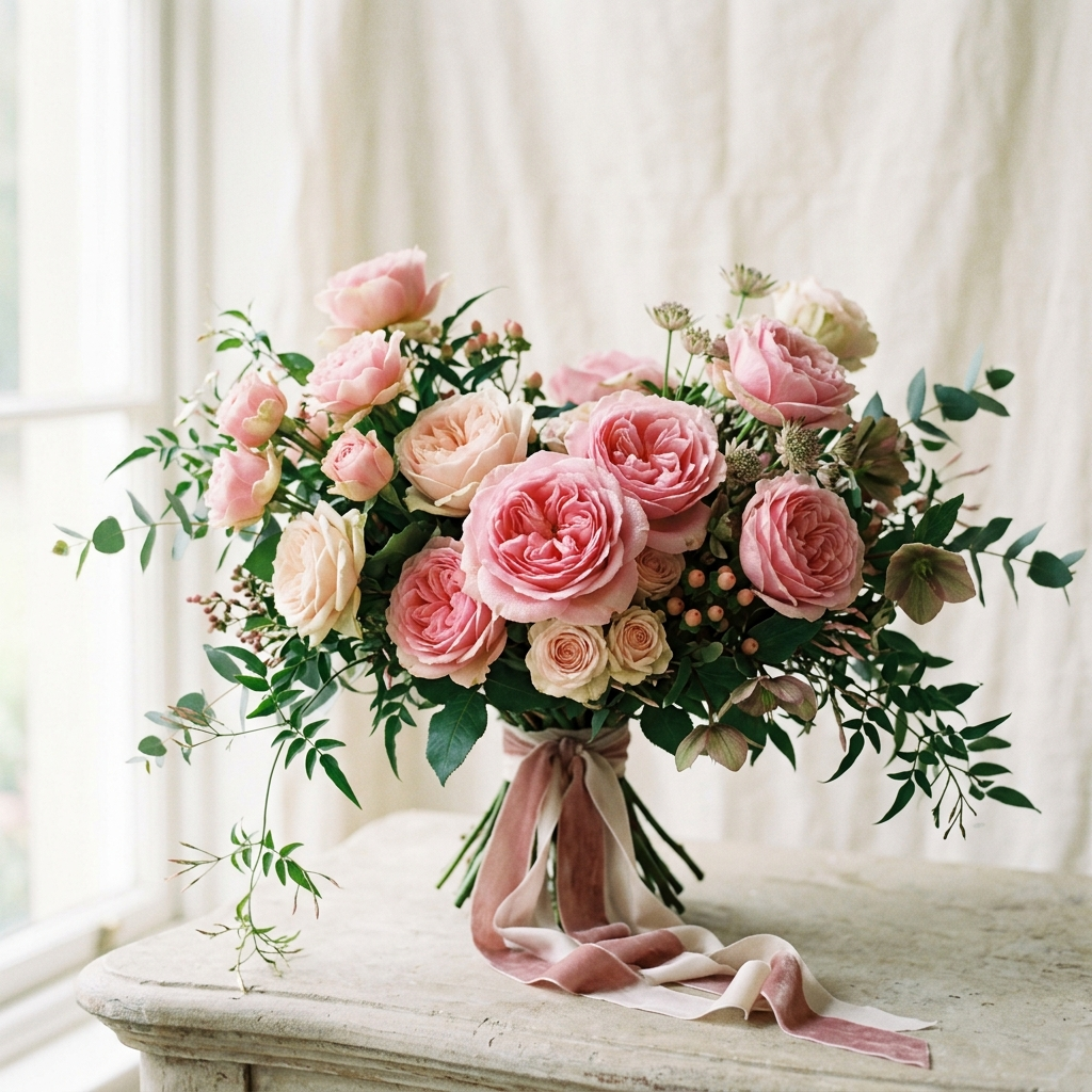 Blushing Affection Pink Rose Bouquet