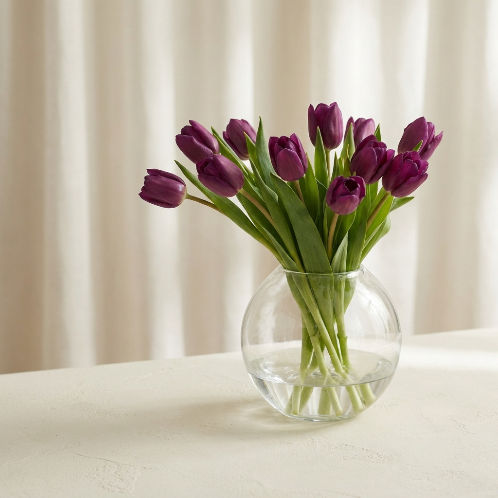 Royal Purple Tulip Vase Arrangement