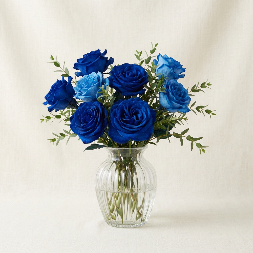 Luxury Blue Rose Vase Arrangement