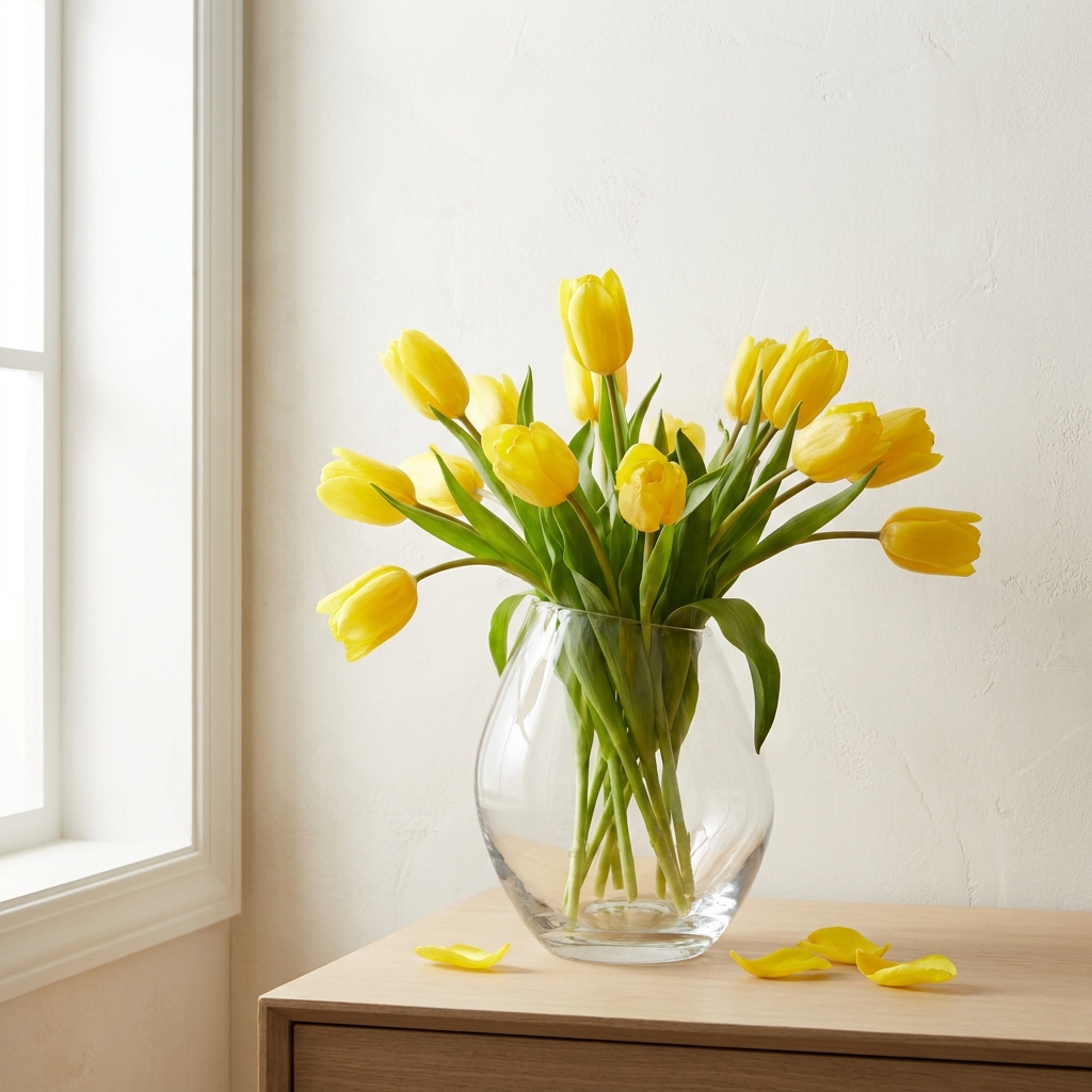 Bright Yellow Tulip Vase Arrangement
