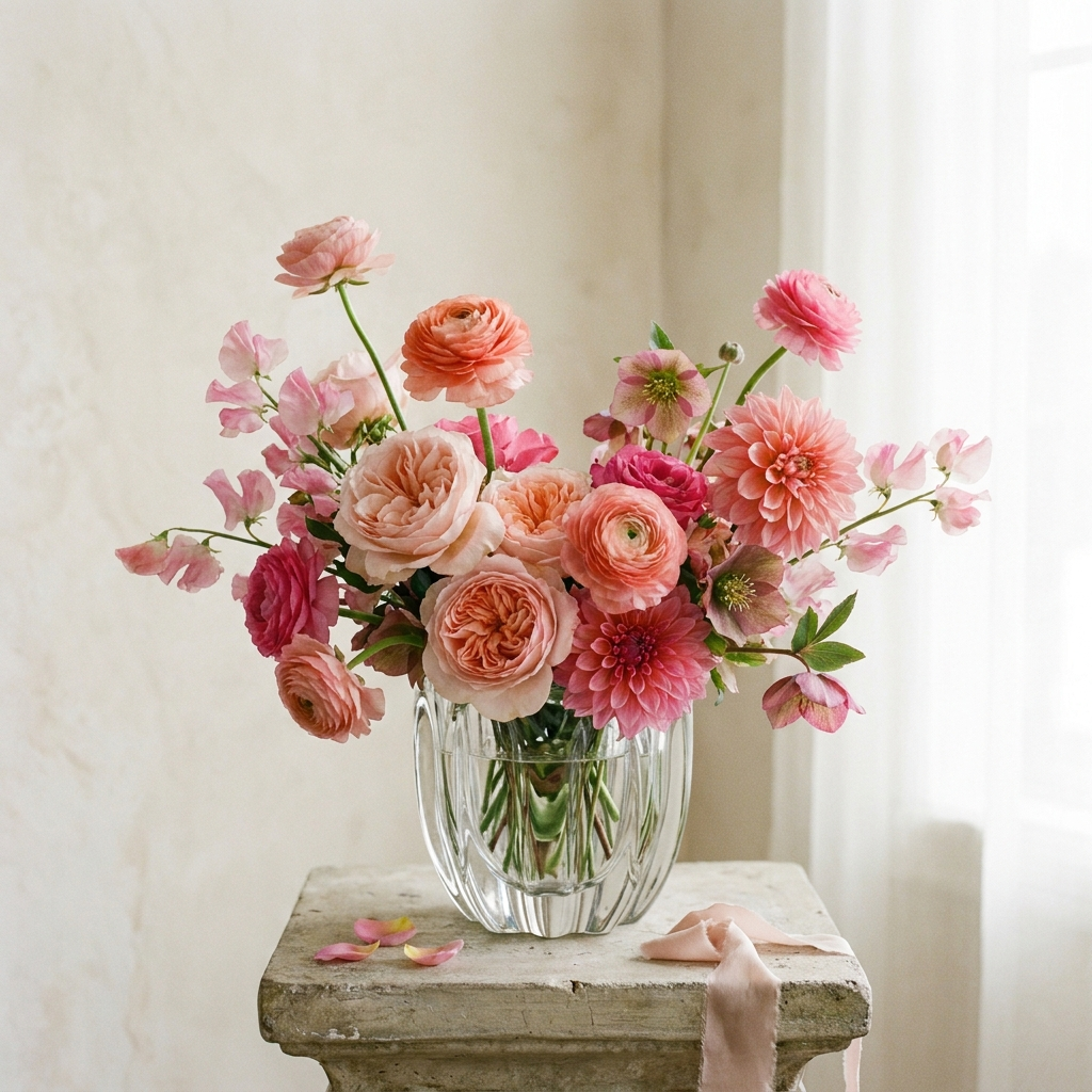 Elegant Pink Floral Vase Arrangement