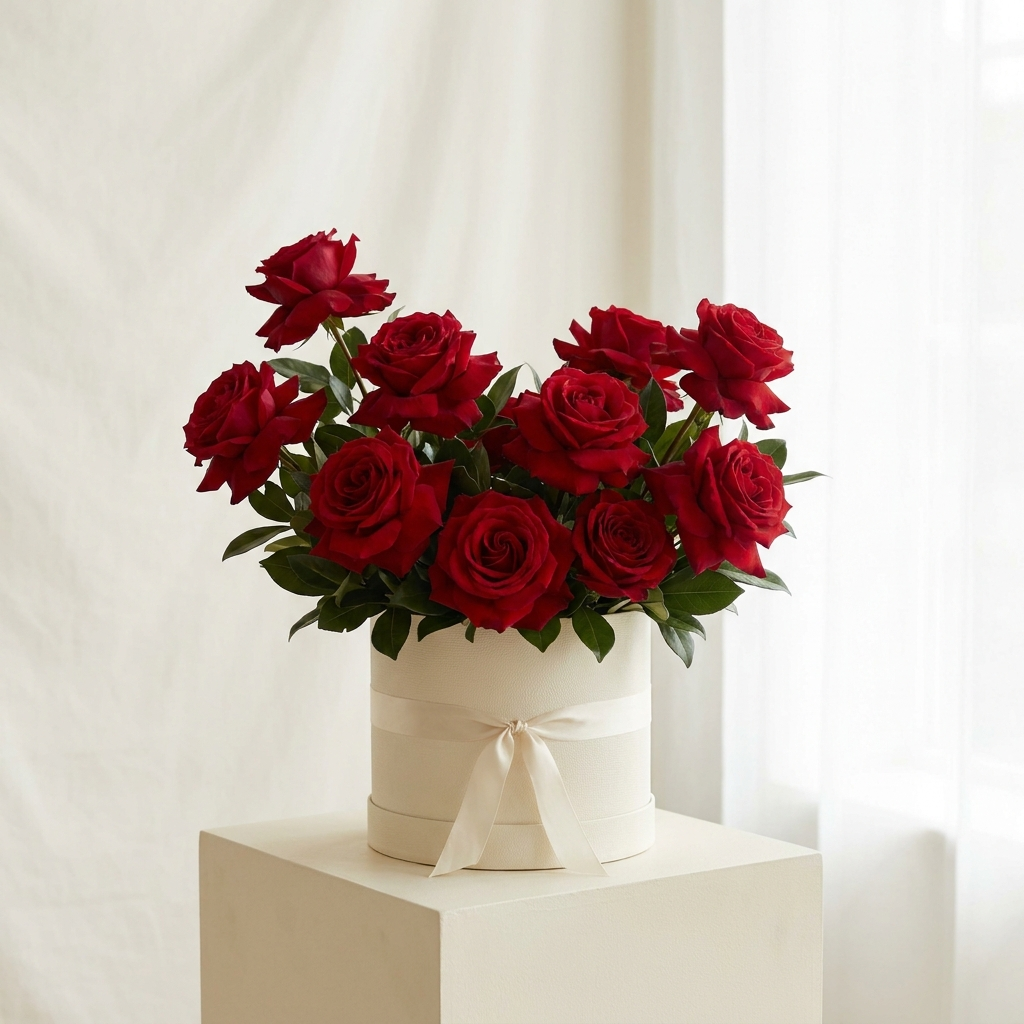 Premium Red Roses Arrangement Signature Box