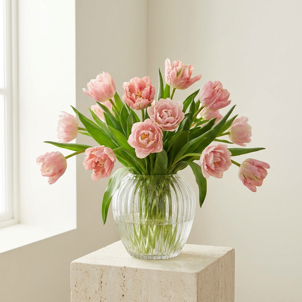 Premium Pink Tulip Vase Arrangement