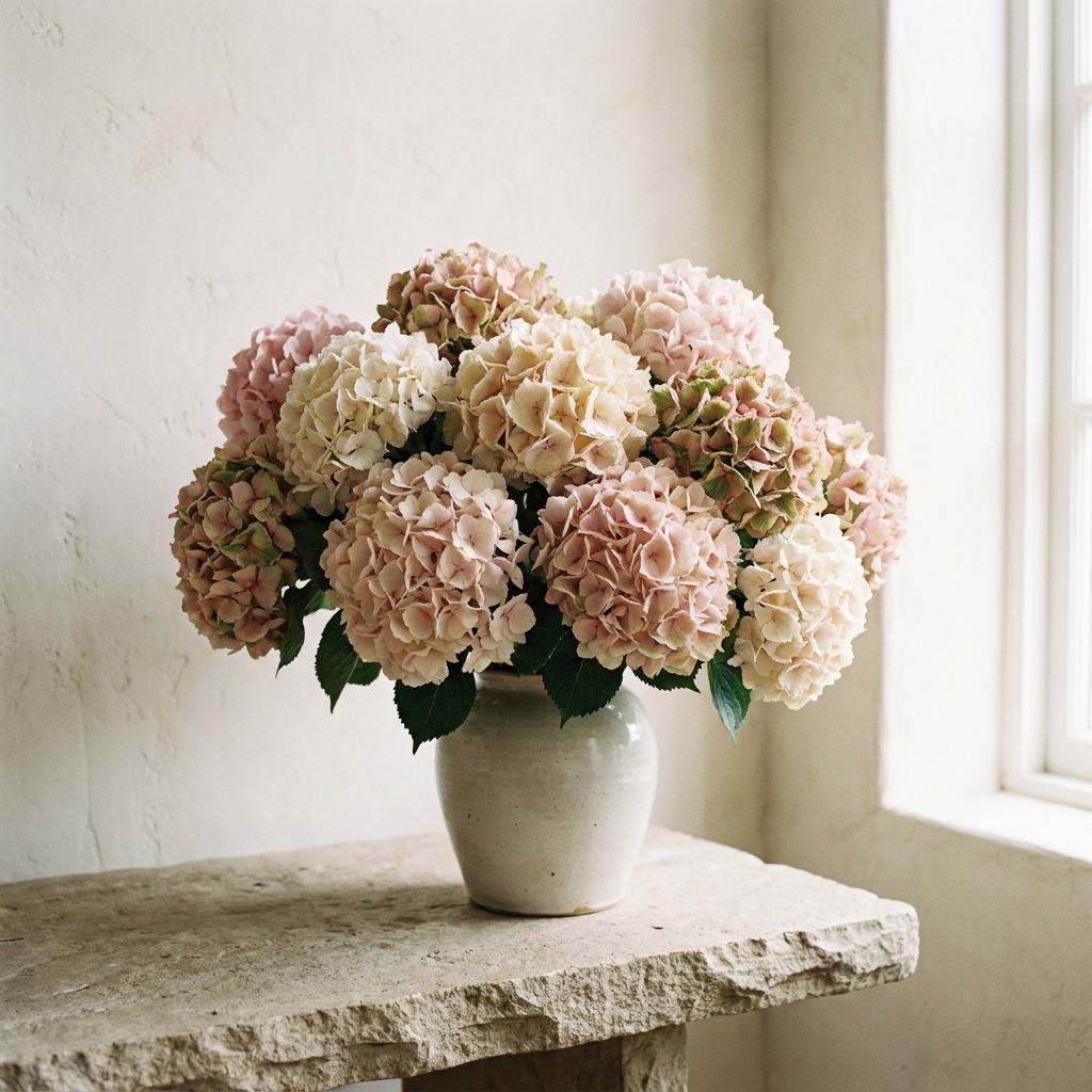21 Premium Pink White Hydrangea Bouquet