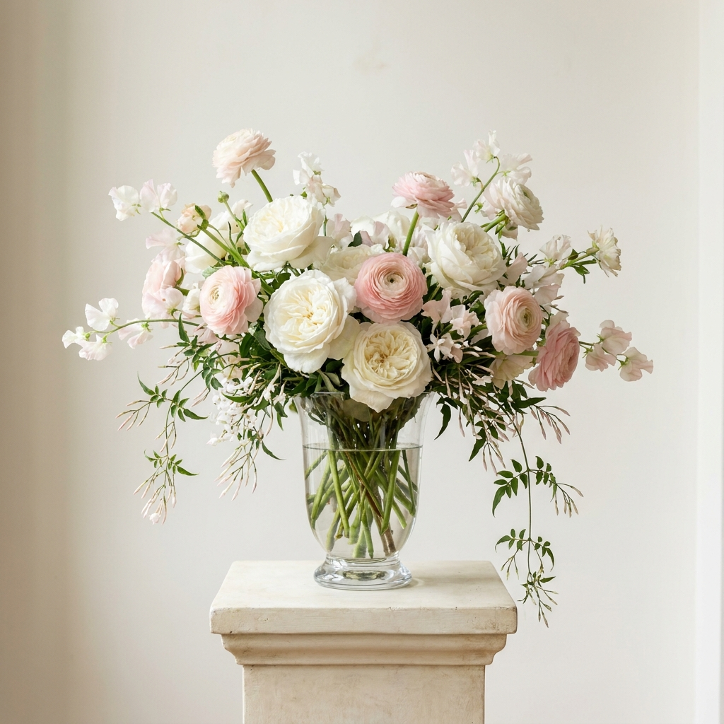 White and Pink Floral Vase Arrangement