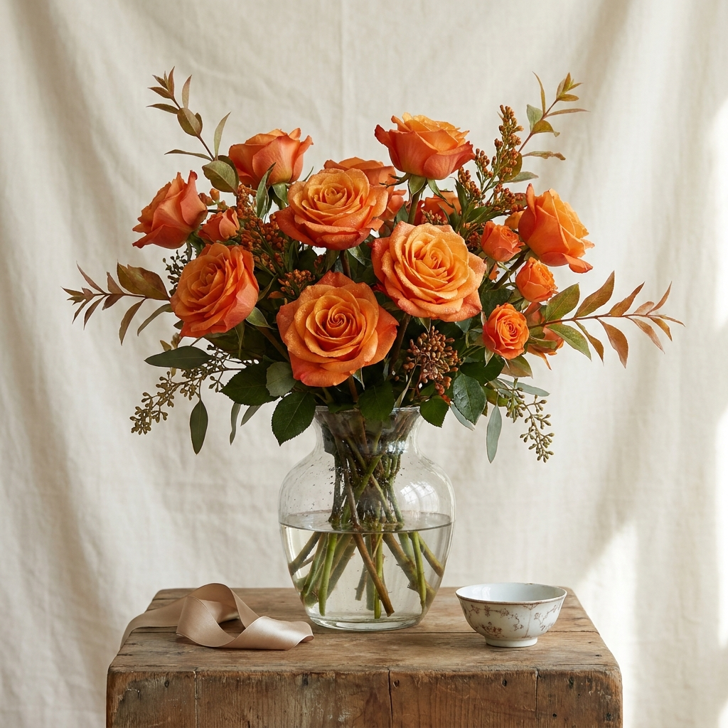 Vibrant Orange Roses Bouquet