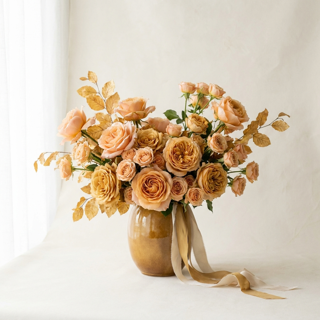 Luxury Peach Roses Bouquet