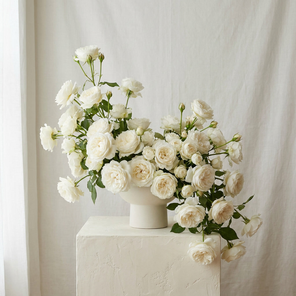 50 White Roses Arrangement