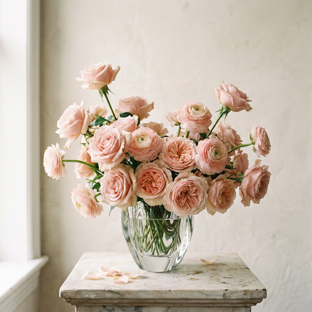 Blush Pink Roses Vase Arrangement