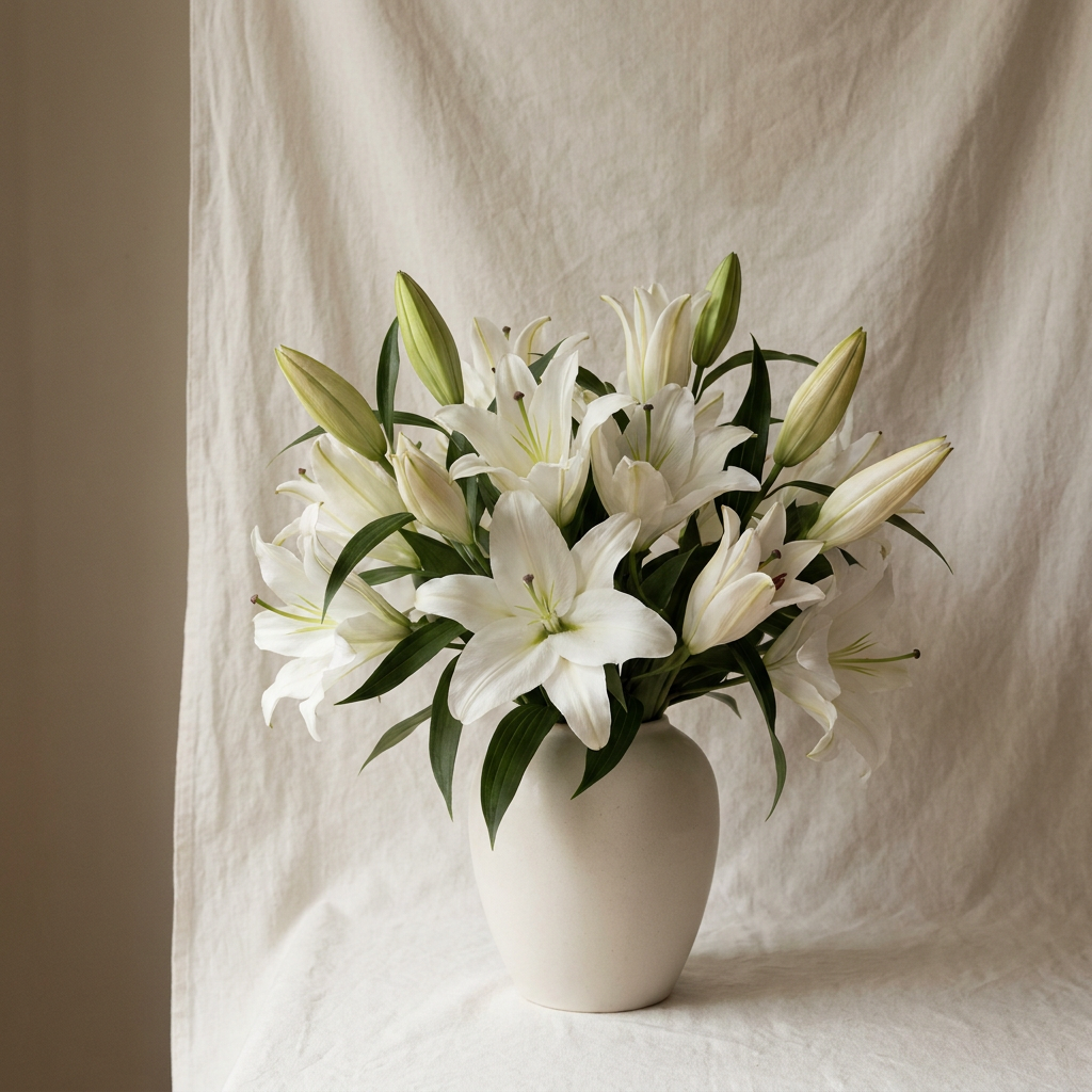 Elegant White Oriental Lily Bouquet
